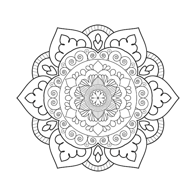 Mandala flower pattern in mehndi style for coloring book page Indian ethnic style Islamic mandala