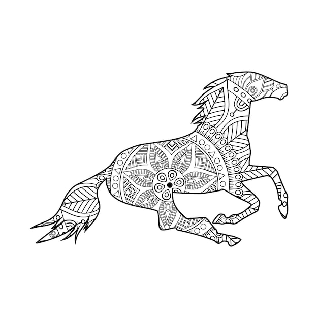 Mandala Horse Coloring Page For Kids