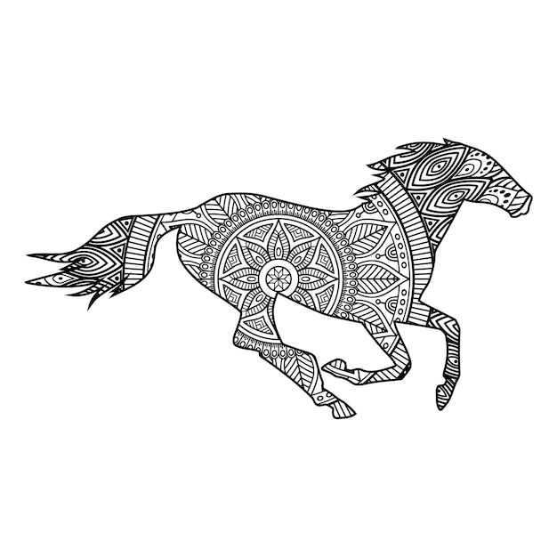 Mandala Horse Coloring Page For Kids