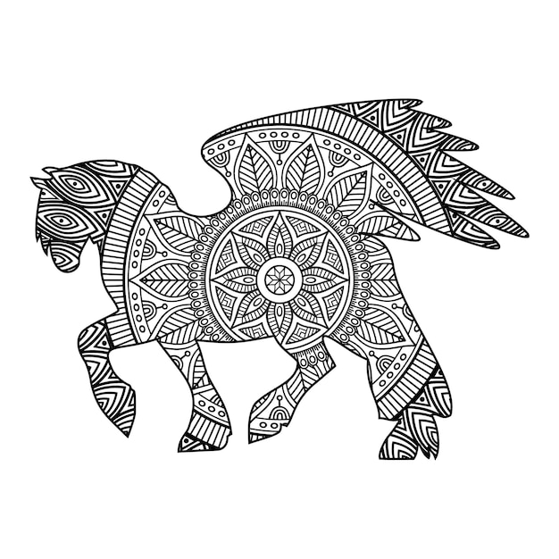 Mandala Horse Coloring Page For Kids