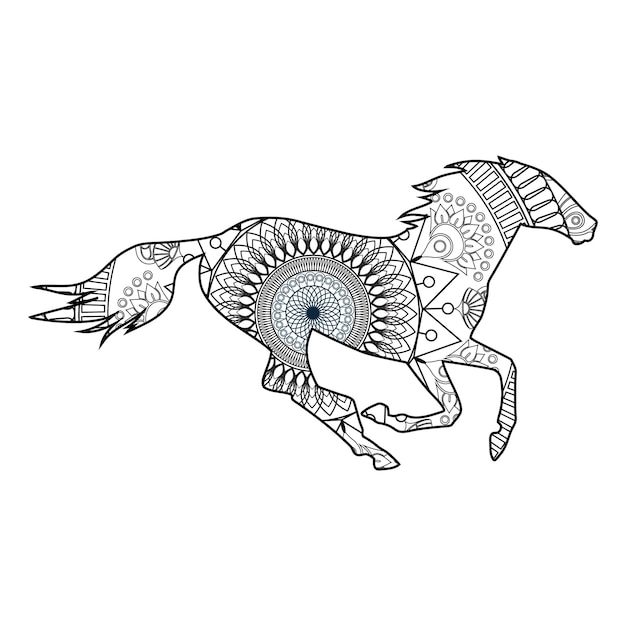 Mandala Horse Coloring Page For Kids