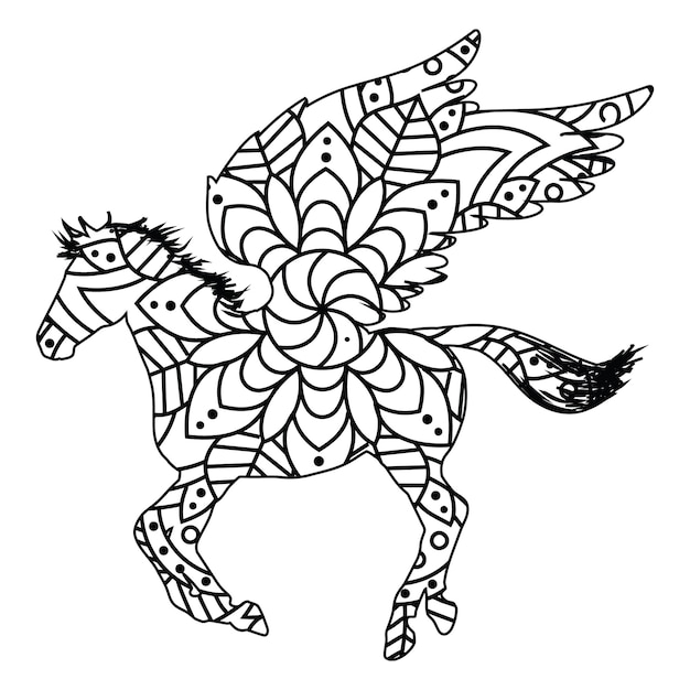 Mandala Horse Coloring Page For Kids