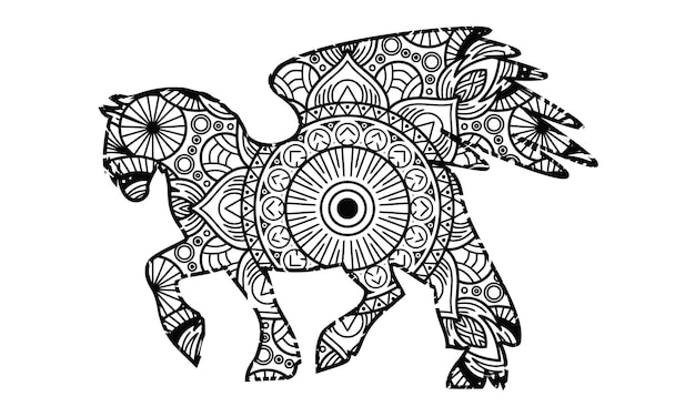 Mandala Horse Coloring Page For Kids