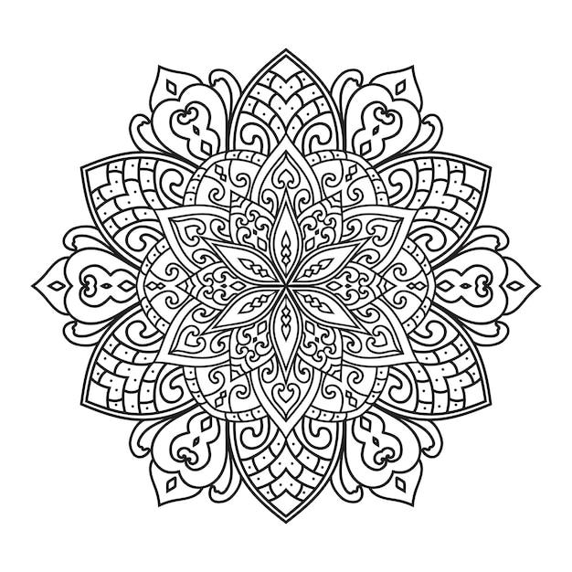 Mandala isolated on the white background. Decorative monochrome ethnic mandala pattern.