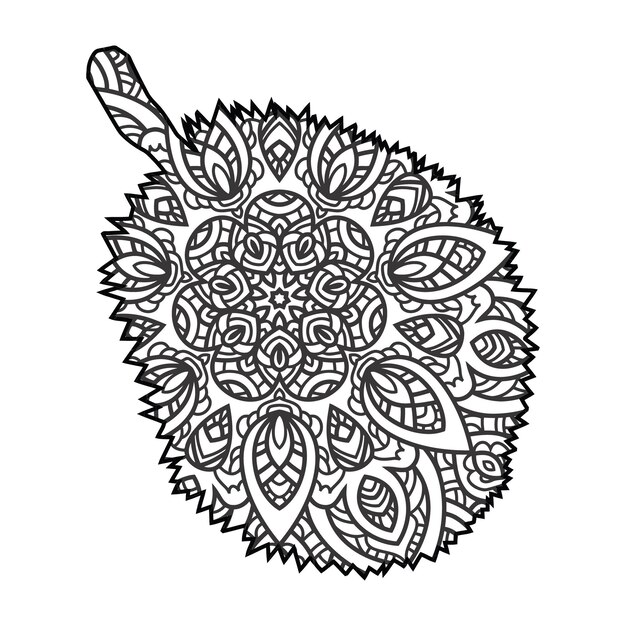 Mandala Jackfruit coloring Page For Kids