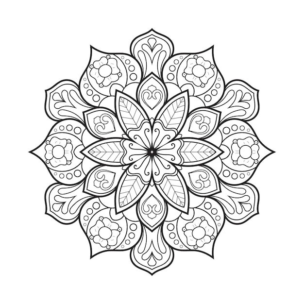 Mandala line art for coloring book page Indian ethnic style Islamic mandala design