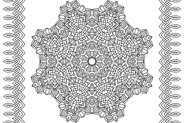 Mandala line art drawing coloring page