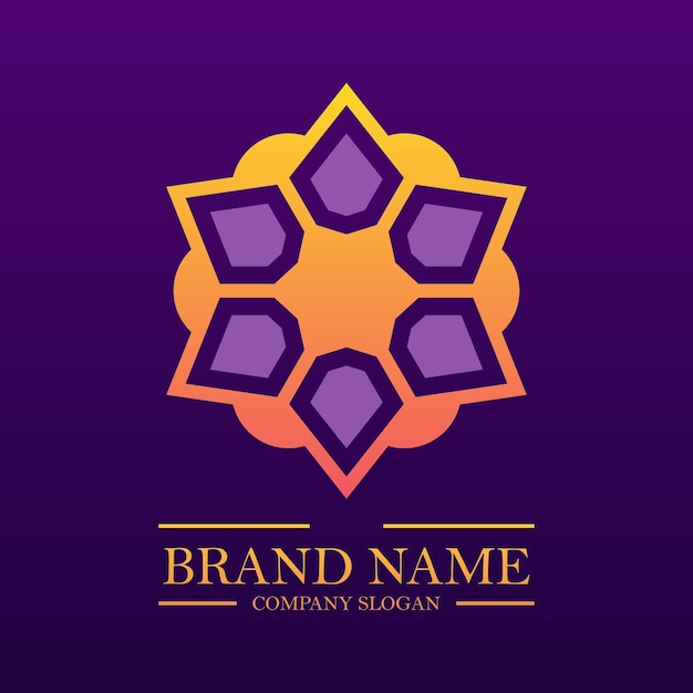 Mandala logo illustration in colorful gradient with star or snowflake concept