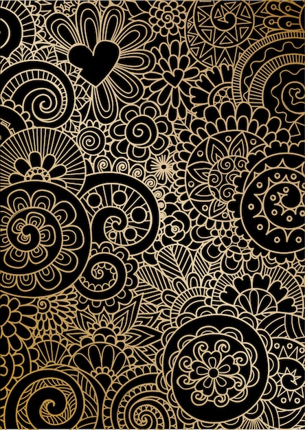 Mandala movement in golden lines on black