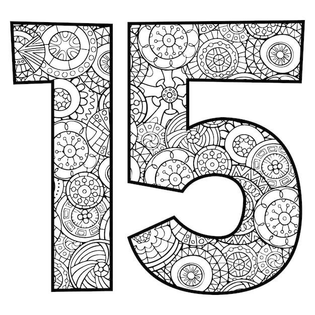 Mandala number coloring page for kids activity book