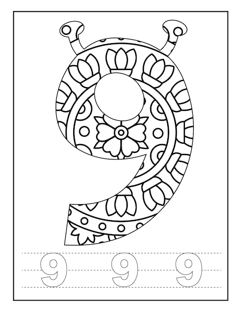 Mandala number coloring pages