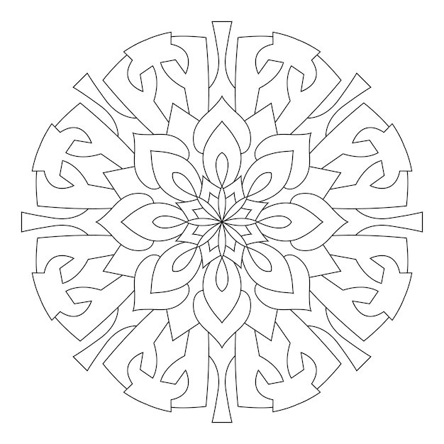 Mandala outline coloring page. the round ornament can be used as a meditation background