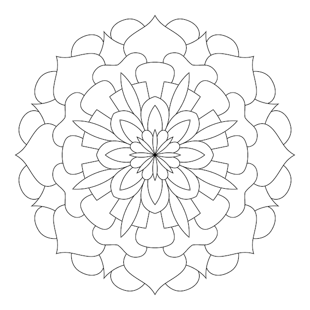 Mandala outline coloring page. the round ornament can be used as a meditation background