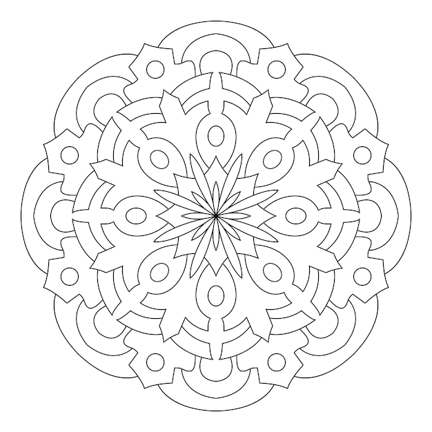 Mandala outline coloring page. the round ornament can be used as a meditation background