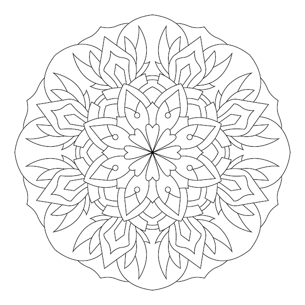 Mandala outline coloring page. the round ornament can be used as a meditation background