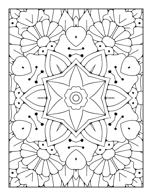 Mandala pattern coloring page for adults and hand drawn outline mandala coloring book for kids