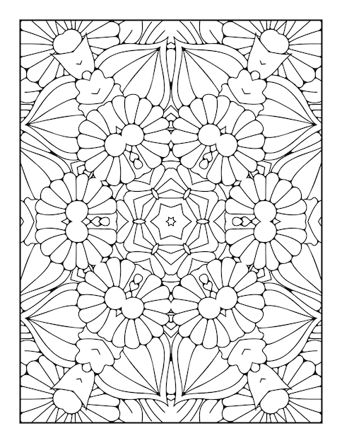 Mandala pattern coloring page for adults and hand drawn outline mandala coloring book for kids