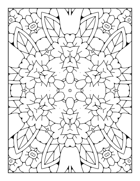 Mandala pattern coloring page for adults and hand drawn outline mandala coloring book for kids