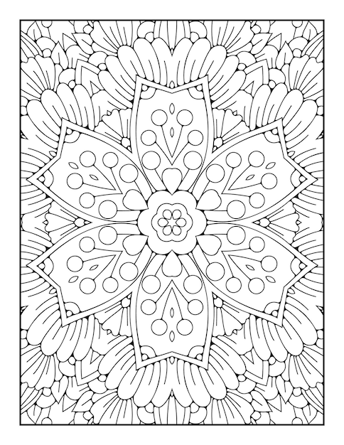 Mandala pattern coloring page for adults and hand drawn outline mandala coloring book for kids