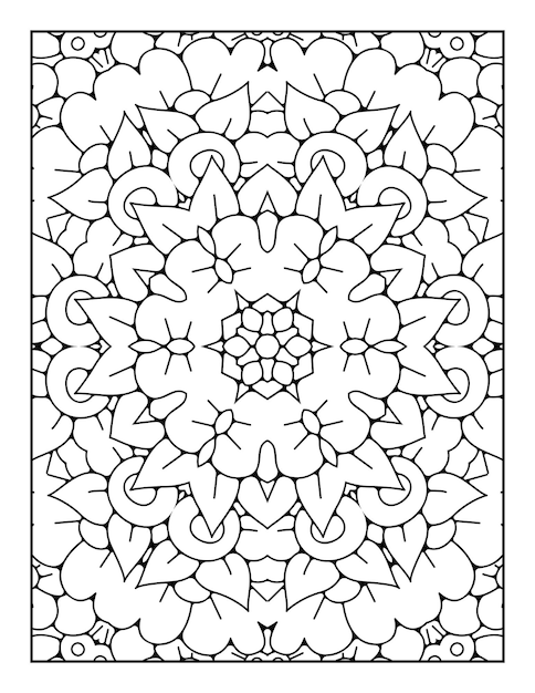 Mandala pattern coloring page for adults and hand drawn outline mandala coloring book for kids