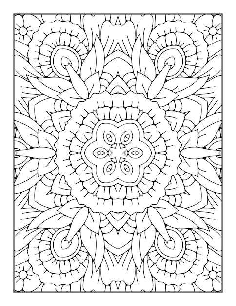 Mandala pattern coloring page for adults and hand drawn outline mandala coloring book for kids