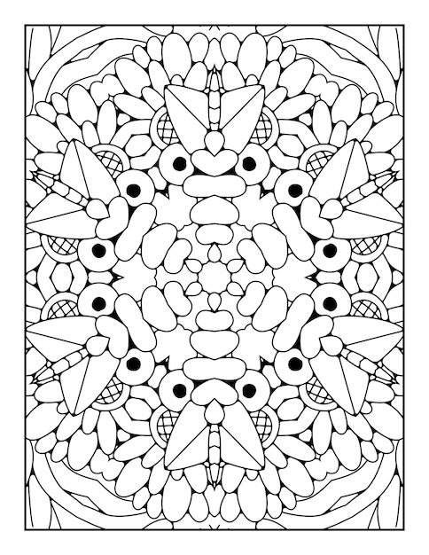 Mandala pattern coloring page for adults and hand drawn outline mandala coloring book for kids