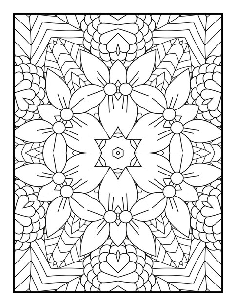 Mandala pattern coloring page for adults Mandala coloring page Floral mandala coloring page