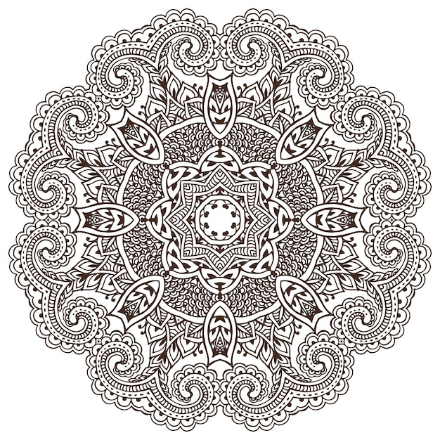 mandala pattern of henna floral elements based on traditional Asian ornaments. Paisley Mehndi Tattoo illustration