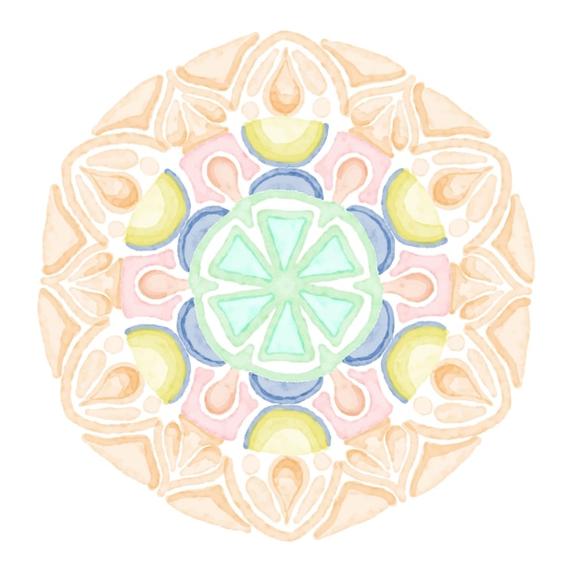 Mandala patterns on isolated background, Watercolor colorful mandala background vector.