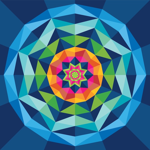 Mandala polygonal geometric colorful circular background