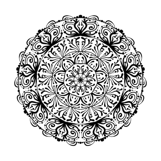 Mandala round pattern Ethnic style decorative hand drawn lacy element Hand drawn background