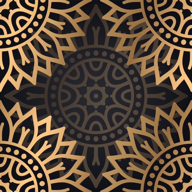 Mandala seamless pattern background design in black and golden color