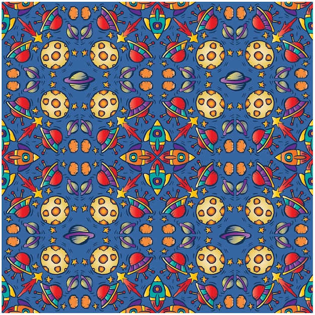 Mandala seamless pattern space elements