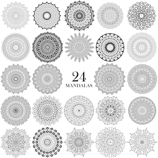 Vector mandala set black and white designs