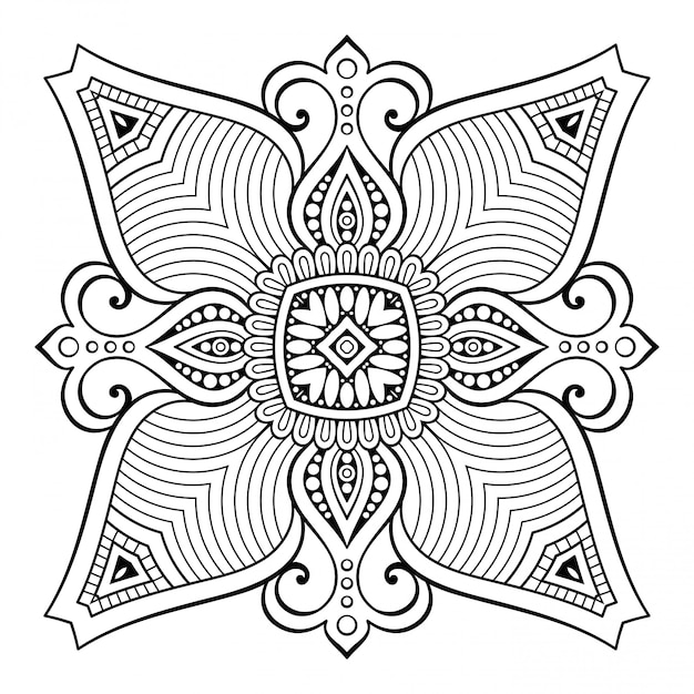 Mandala. Simple line, decorative element for coloring.