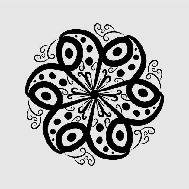 Mandala style pattern, black base color ethnic style