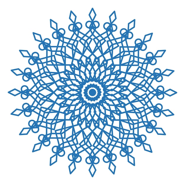 Mandala template blue color line style isolated