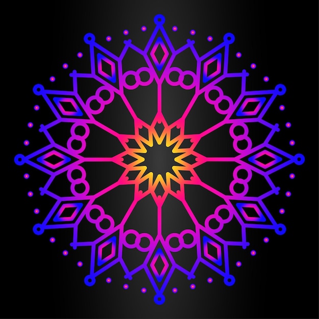 Mandala template neon line style isolated