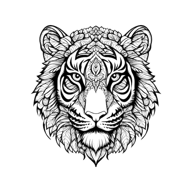 Vector mandala tiger face vector