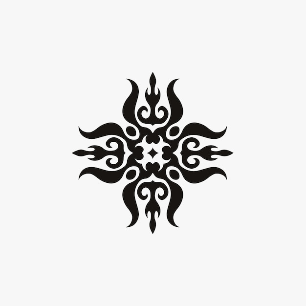 Mandala Tribal Flame Symbol Logo on White Background Stencil Decal Tattoo Vector Illusration