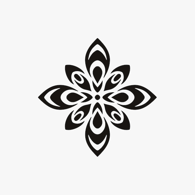 Mandala Tribal Flower Symbol Logo on White Background Stencil Decal Tattoo Vector Design