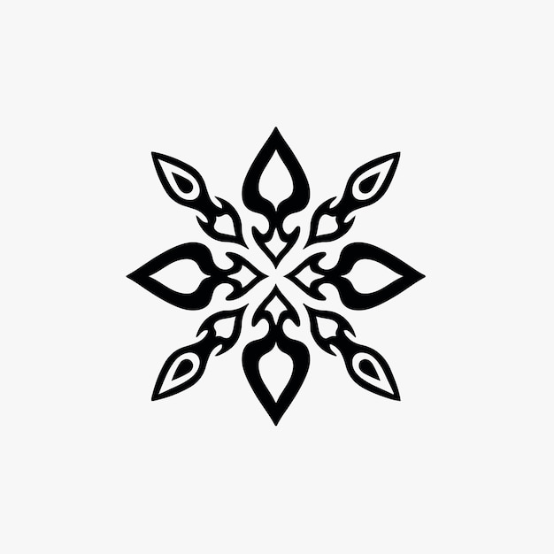 Mandala Tribal Flower Symbol Logo on White Background Stencil Decal Tattoo Vector Design