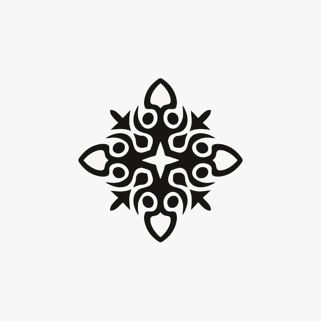 Mandala Tribal Flower Symbol Logo on White Background Stencil Decal Tattoo Vector Illustration