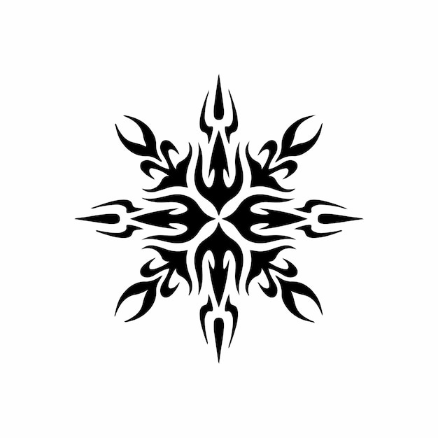 Mandala Tribal Snowflake Symbol Logo on White Background Stencil Decal Tattoo Design Flat Vector