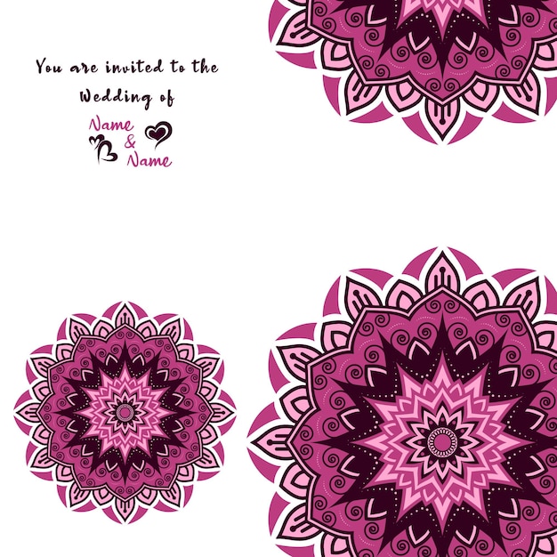 mandala white background wedding card