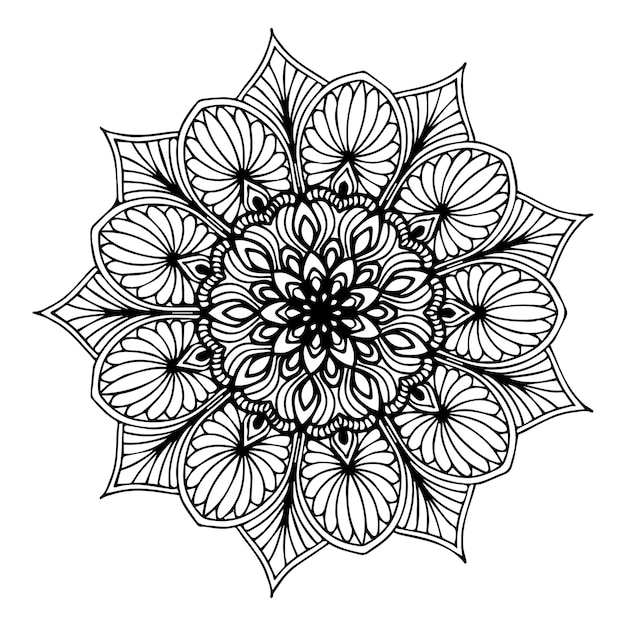 Mandalas coloring book, flower shape, Oriental therapy, Yoga logos.