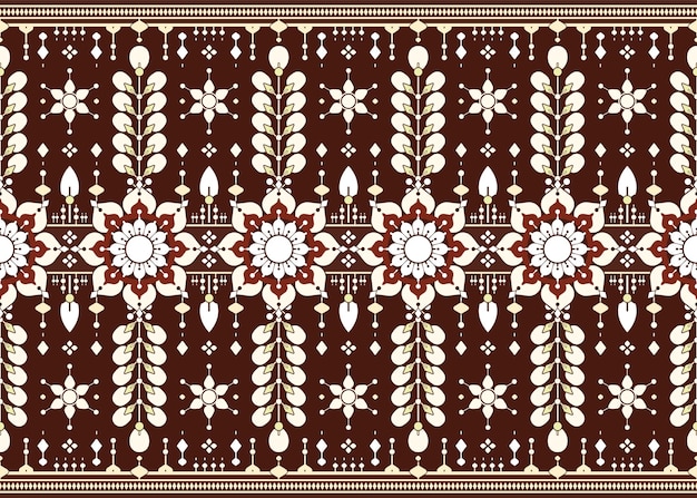 Mandalas and geometric design on dark background ethnic fabric seamless oriental pattern