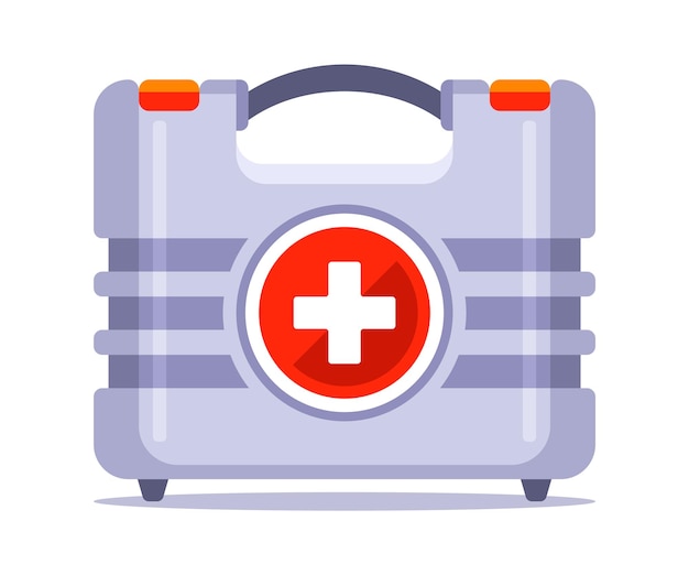 Mandatory first aid kit for storage in the car a plastic container with medicines