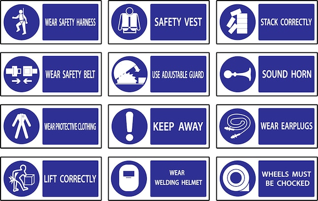 Mandatory signs Construction health and safety sign used in industrial applications