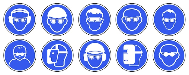 Mandatory signs in production Used for industrial purposes to protect against injury Vector graphics